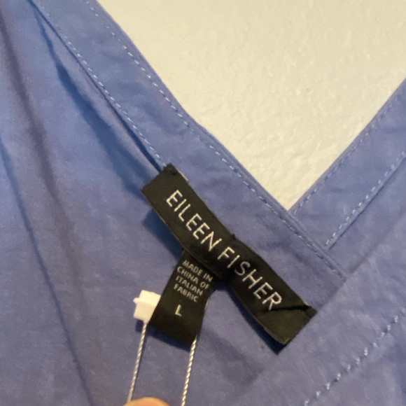 NWT Eileen Fisher U Neck Aster Blue Sleeveless Linen Viscose Stretch Large Dress - Picture 4 of 9